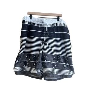 Ocean Pacific Black‎ and White Floral Swim Trunks Men's 2XL